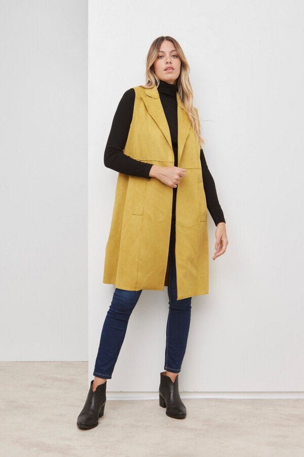 Chaleco Suede Largo MOSTAZA