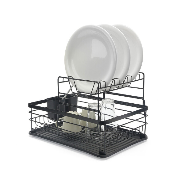 Escurridor Seca Platos Vajilla 2 Niveles Con Bandeja Drenaje Agua Cocina Imback Color Negro Escurridor Seca Platos Vajilla 2 Niveles Con Bandeja Drenaje Agua Cocina Imback Color Negro