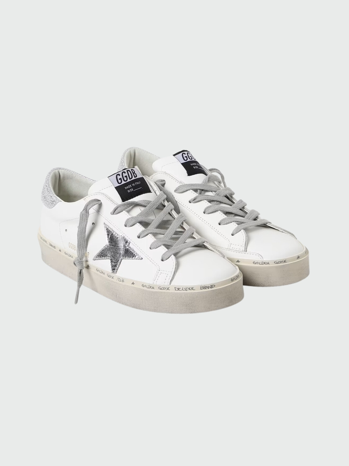 Golden Goose-Championes de cuero acordonados con suela alta , HI Star Blanco