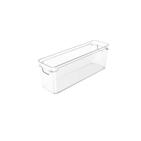 Caja cesto organizador plástico transparente 37x10x13 cm OU Caja Cesto Organizador Plástico Transparente 37x10x13 Cm Ou
