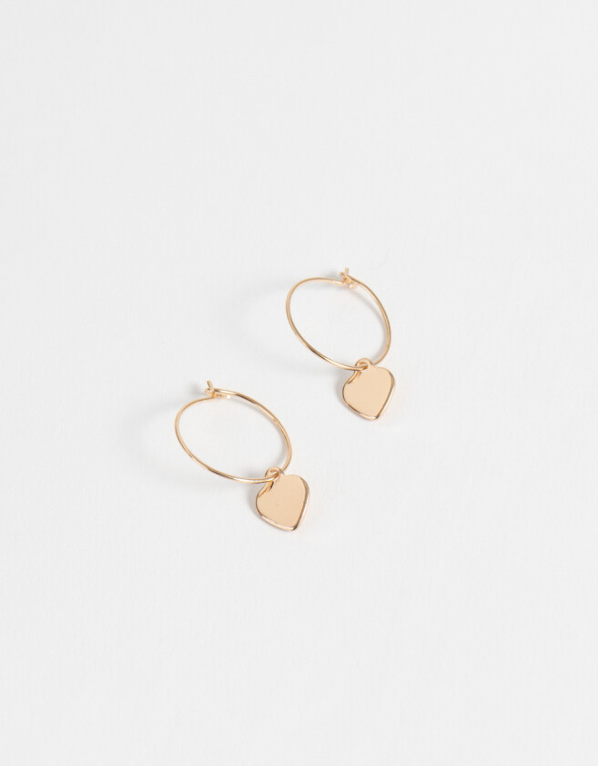 Aros Argollas Corazón Argollas Con Corazón - Dorado