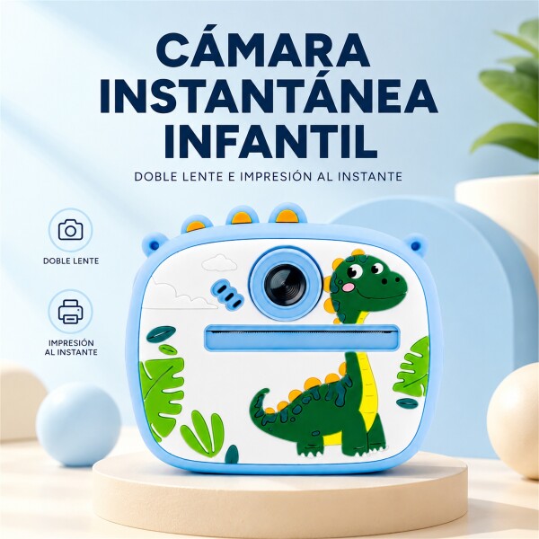 Cámara Infantil Instantánea Gatito con Doble Lente y Selfie CELESTE