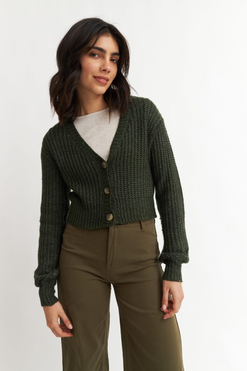 Cardigan con manga balloon - Verde 