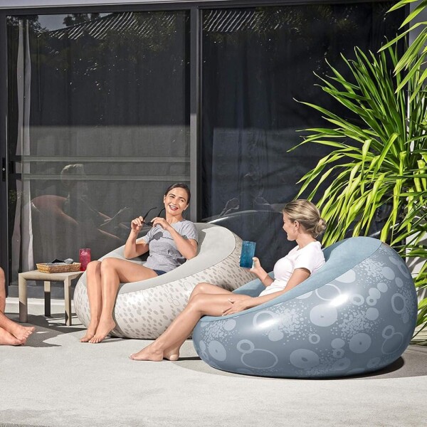Puff Inflable Sillón Asiento Respaldo Bestway Silla Grande Variante Color Azul
