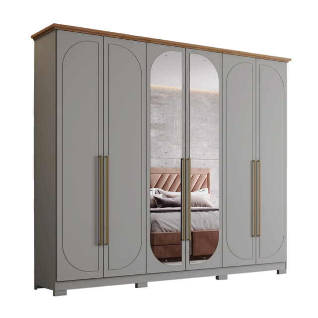 Ropero 6 puertas 6 cajones con espejos - Línea Americana Ropero 6 puertas 6 cajones con espejos - Línea Americana