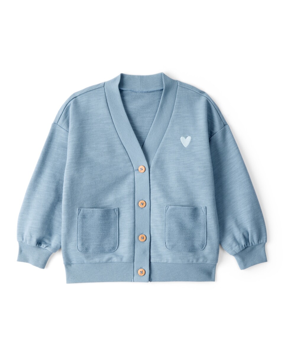 Saco de algodón, azul con bordado corazón 