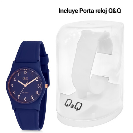 Reloj Q&Q PVC Dama Análogo Con Correa De Silicona Azul-Oscuro