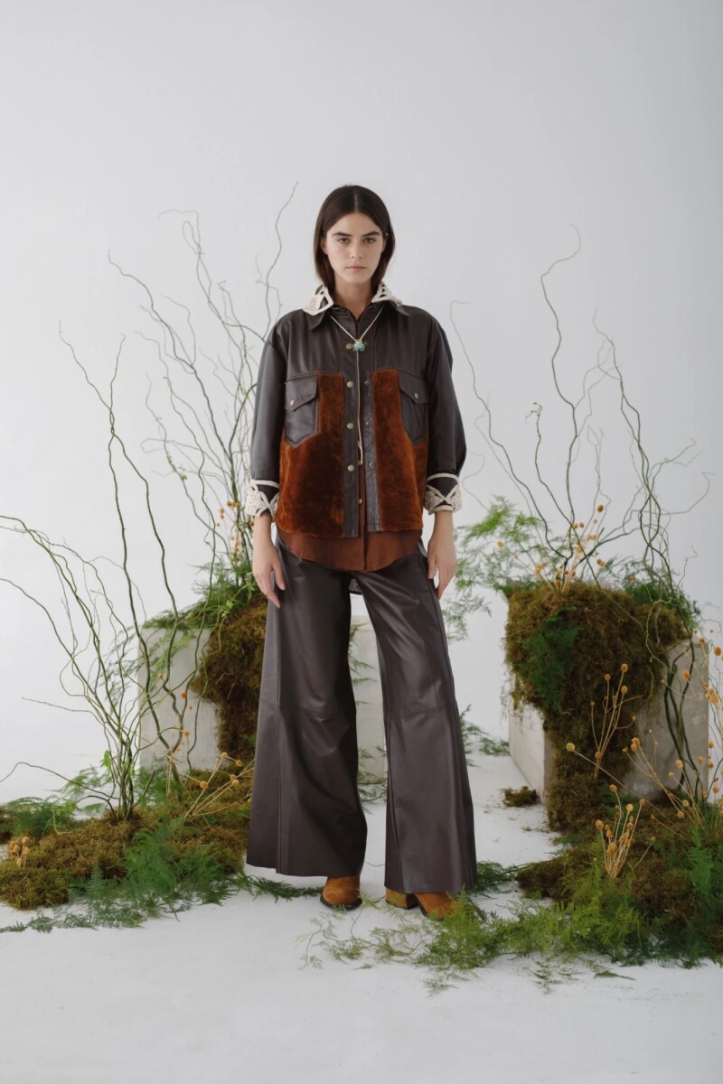 PANTALON WIDE XL COURO Chocolate