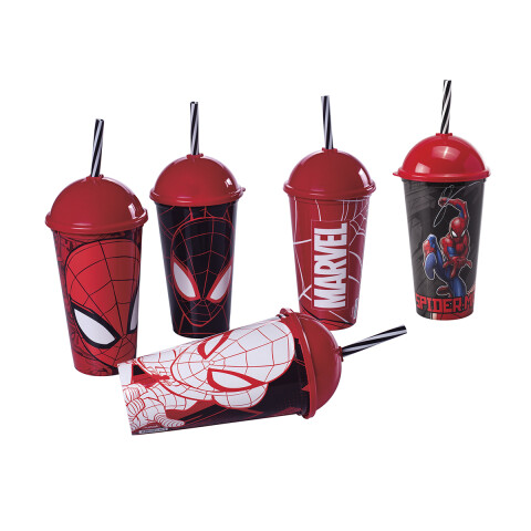 Vaso Plástico Milk Shake con Pajita 500 ml Spiderman