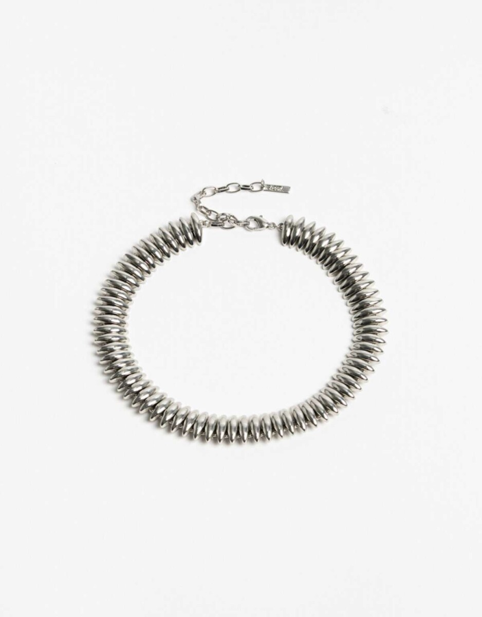 Collar Corto Metal Gotas - Plateado rodio 