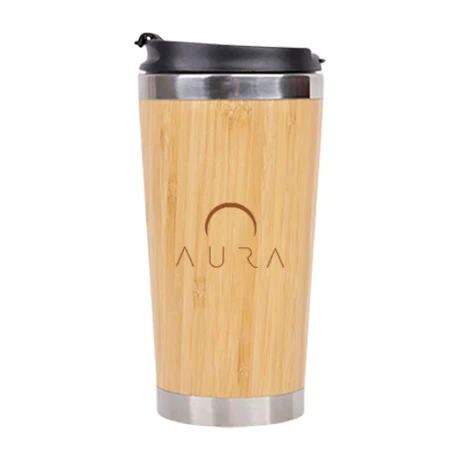 Termo de Bambú y Acero Inoxidable Aura con Tapa 450 Ml 001