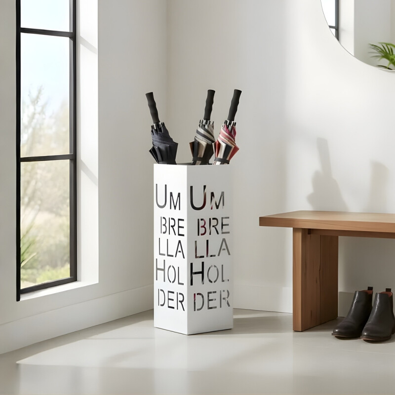 Soporte para paraguas de metal BLANCO