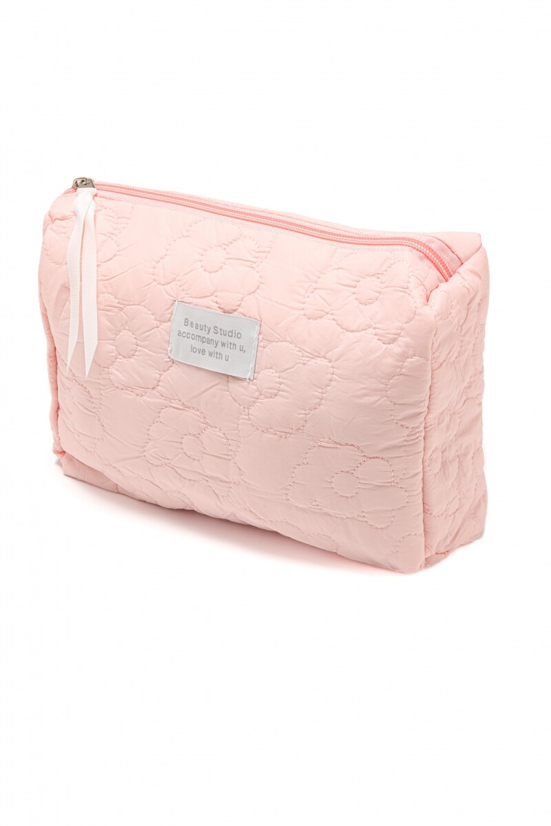 Estuche Matelaseado Flores - Rosado 