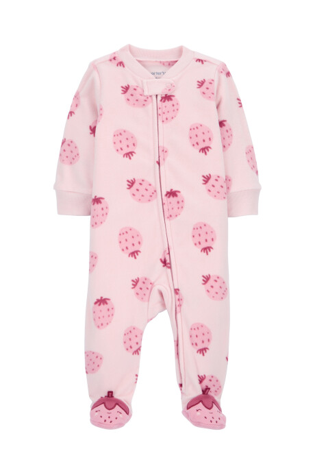 Pijama uno pieza de micropolar, con pie, diseño frutillas Pijama uno pieza de micropolar, con pie, diseño frutillas