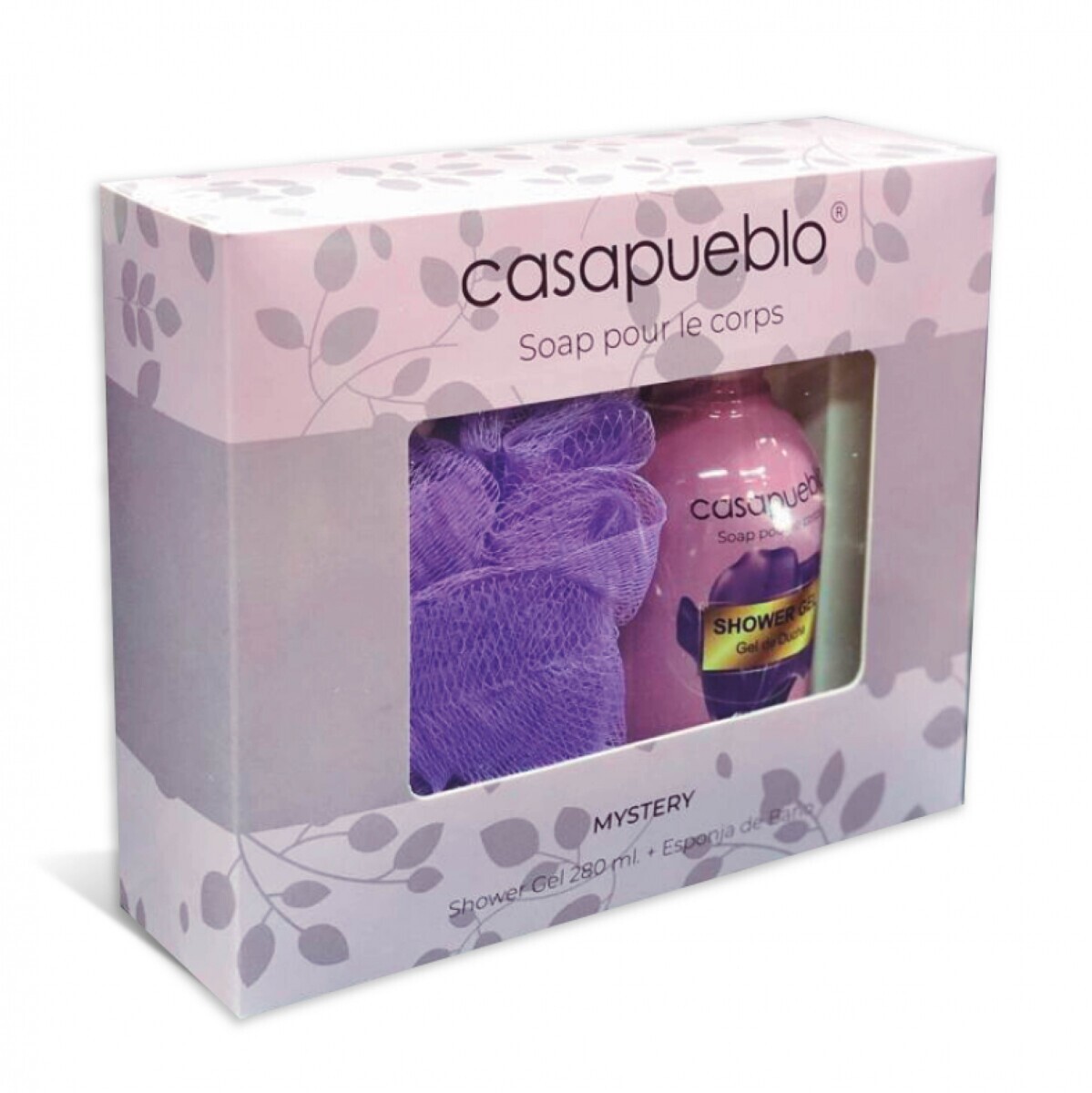 PACK CASA PUEBLO GEL DE DUCHA SHOWER MYSTERY + ESPONJA 