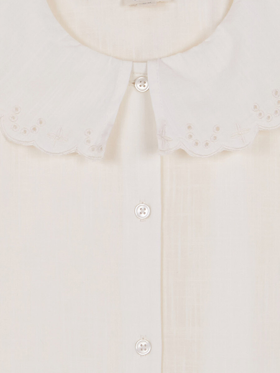 Blusa Cuello Ondas Blanco Roto