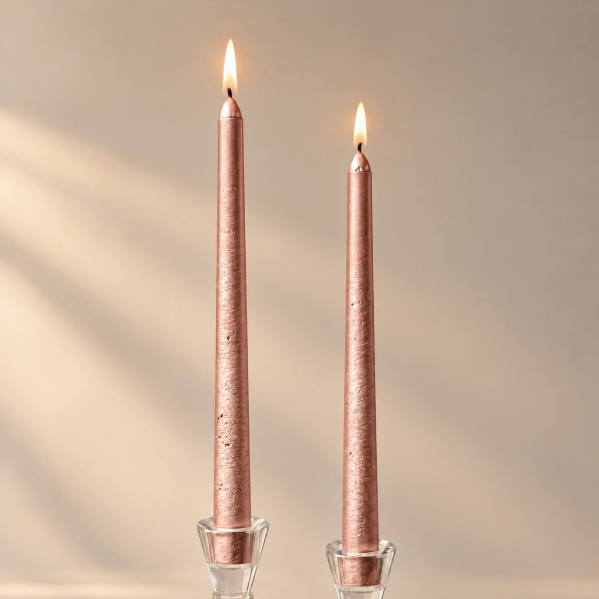 Vela Cónica Decorativa Metalizada Rosé x4 Unidades - 25 cm 