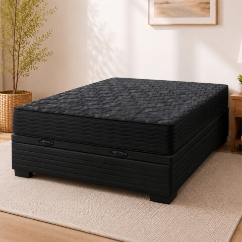 Sommier Baúl 2 Plazas Negro con Colchón Linde Zafiro 140x190 Firme Sommier Baúl 2 Plazas Negro con Colchón Linde Zafiro 140x190 Firme