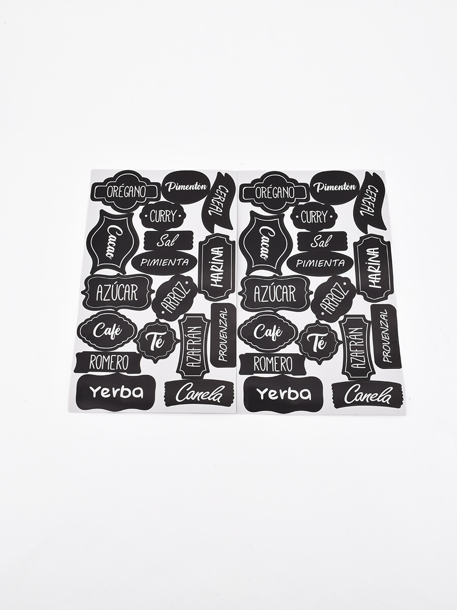 STICKERS PARA FRASCOS COCINA - NEGRO. 