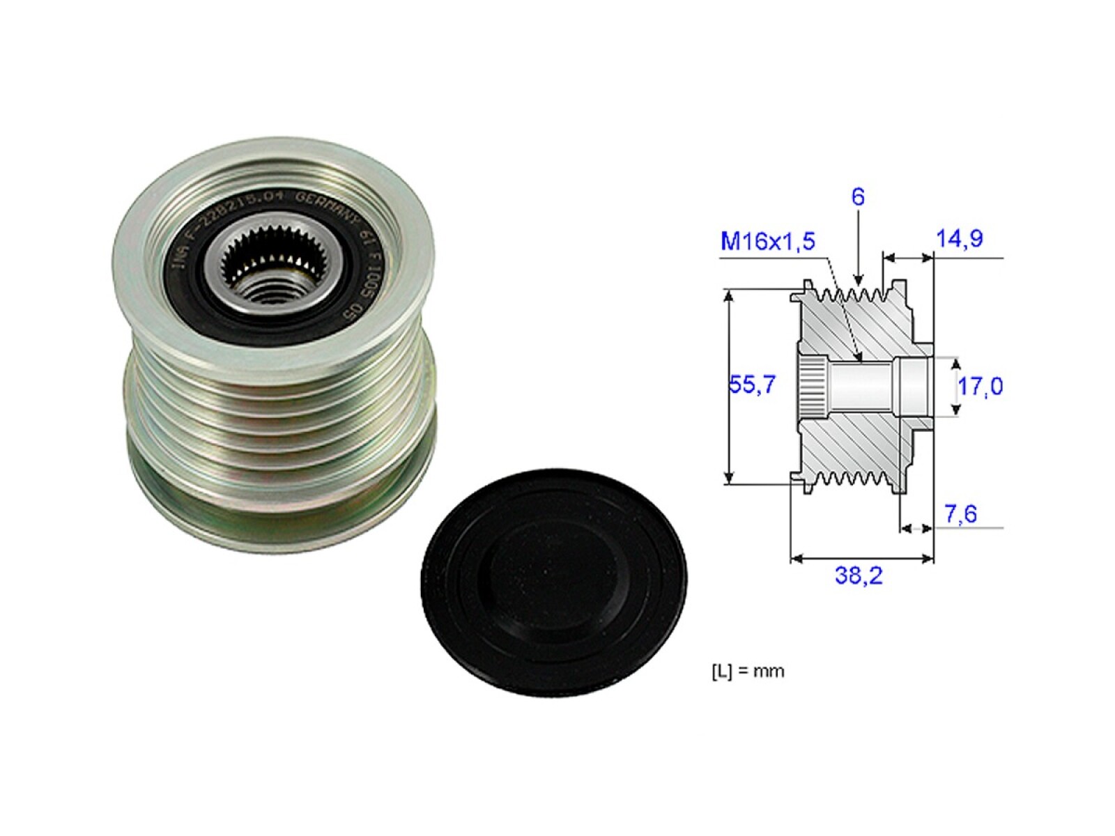 Polea Alternador Marcha Libre Mercedes Benz C 250 D (W202)/E 300 D (W210)/C 250 Td (W202)/E 250 D (W210)/E 290 Td (W210) 93-01 