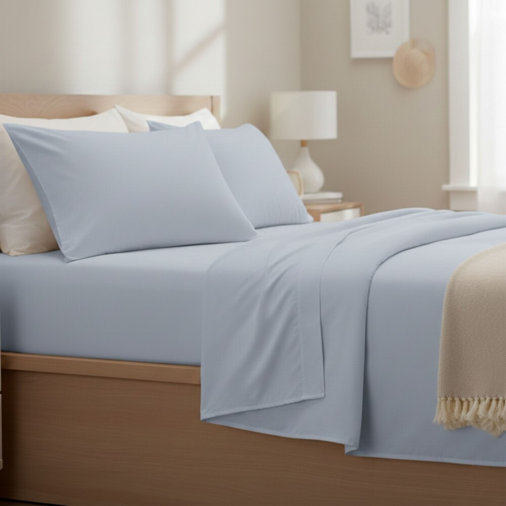 Juego de Sabanas 2 Plaza 200 Hilos - Pilar Azul