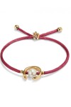 PULSERA DE HILO MALVA CON PERLA SHELL FORNITURA BAÑADA EN ORO 18K. Pulsera