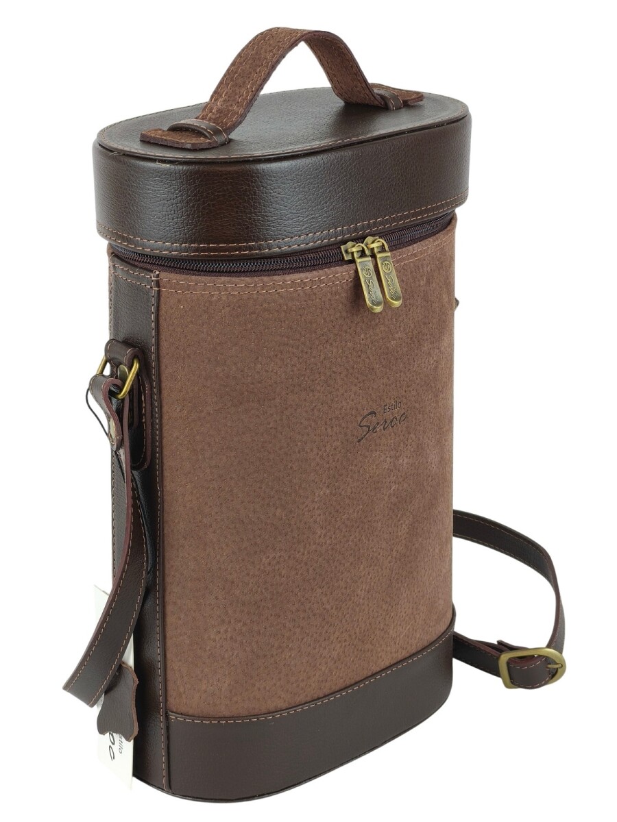 Matera de cuero combinada con pecari - Chocolate 