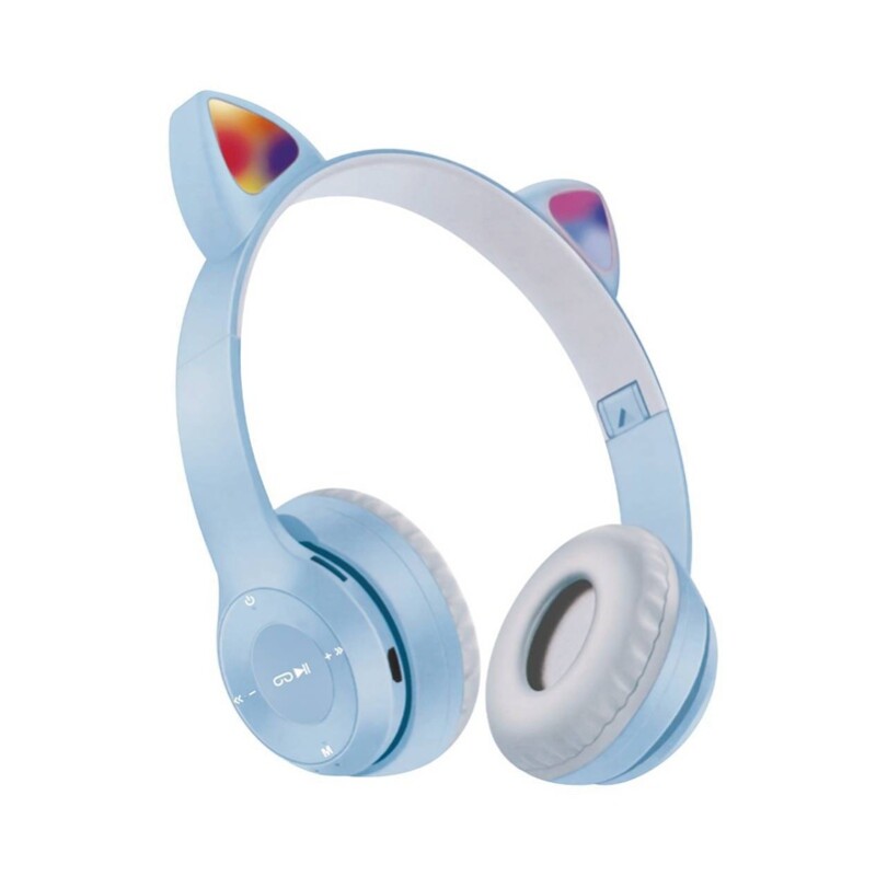 Auriculares Inalambricos De Niño Ledstar Cat Celeste Auriculares Inalambricos De Niño Ledstar Cat Celeste