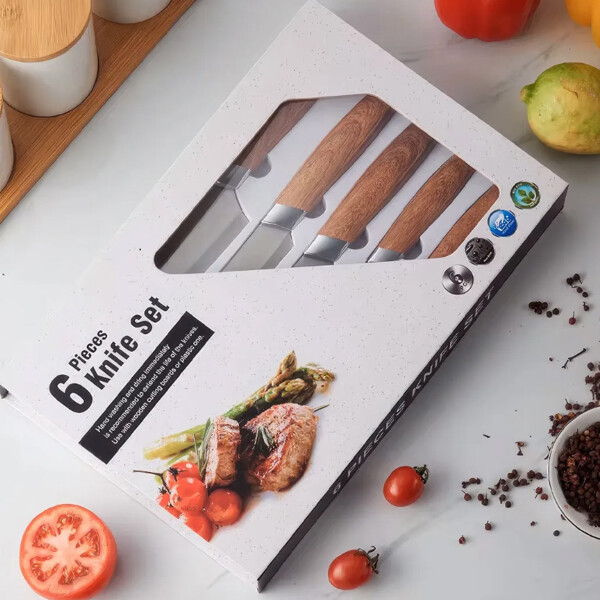 Set De Cuchillos De 6 Piezas Con Mango De Madera Set De Cuchillos De 6 Piezas Con Mango De Madera