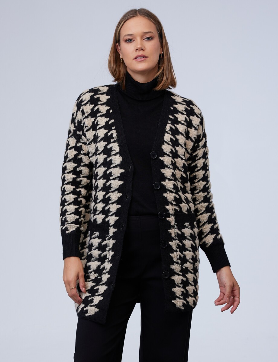 Cardigan Gales - Negro/beige 