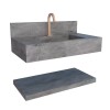 Mueble de baño suspendido de porcelanato gris 84 cm con bacha incorporada y estante flotante Mueble De Baño Suspendido De Porcelanato Gris 84 Cm Con Bacha Incorporada Y Estante Flotante