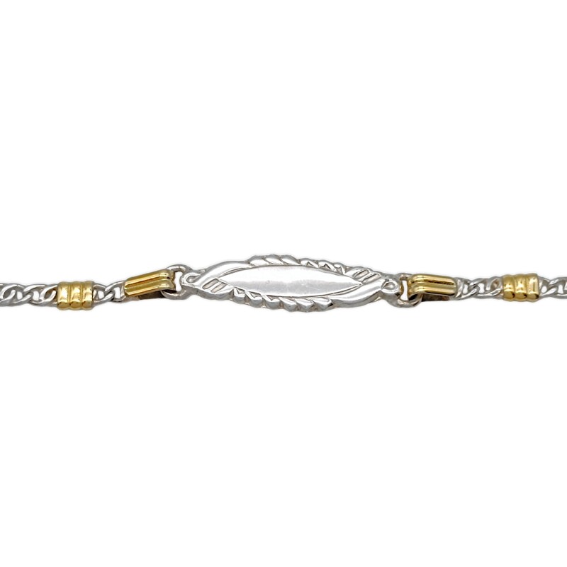 Pulsera de identidad-Plata y Oro-Sin piedra-PU5046 sinpiedra