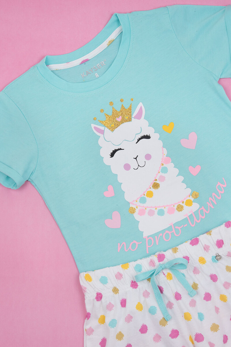 K PIJAMA PT LLAMA TURQUESA