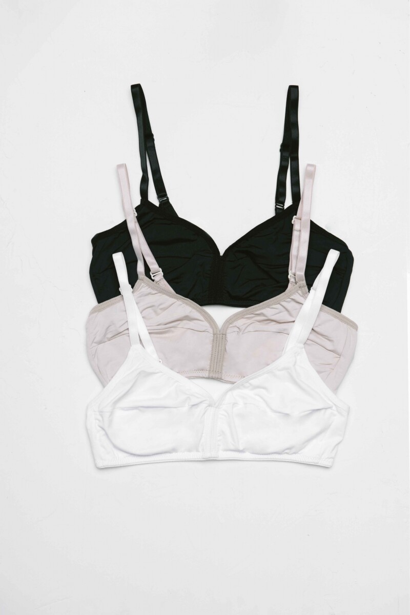 Pack de 3 Soutienes Comfort Blanco Negro Y Tostado