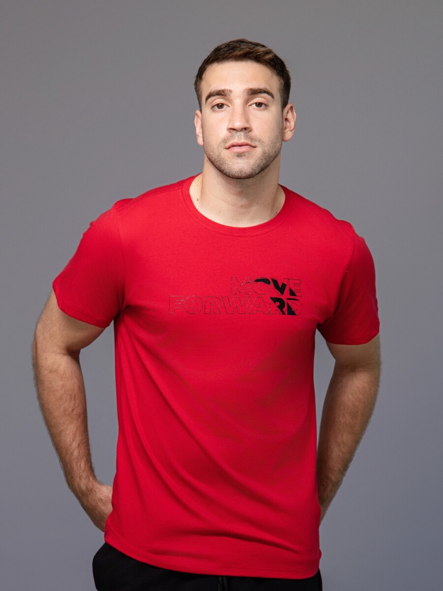 Remera deportiva con Serigrafía. - Rojo 