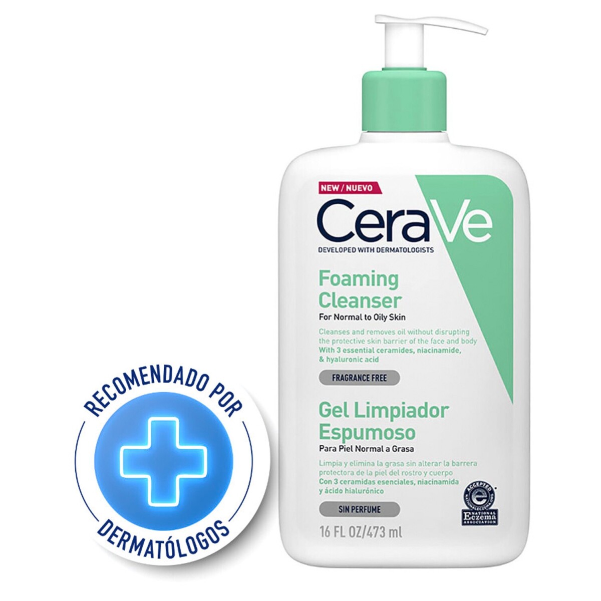 Gel limpiador espumoso de rostro y cuerpo CeraVe 473ml 