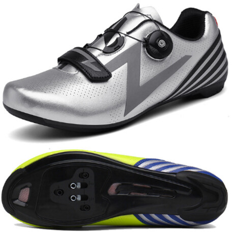 Zapatilla de Ciclismo para Ruta o Mtb Velcro Ajustable Talle 40 Color: Gris. PLATA