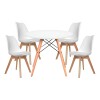 Juego de comedor Con Mesa Circular de 80 cm + 4 sillas Eames Acolchonadas Blanco