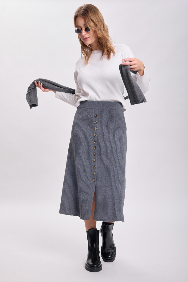 Falda punto midi Gris