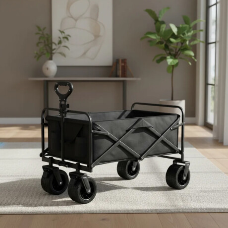 Carro Plegable Reforzado Camping Expandible Rueda de 8cm Negro