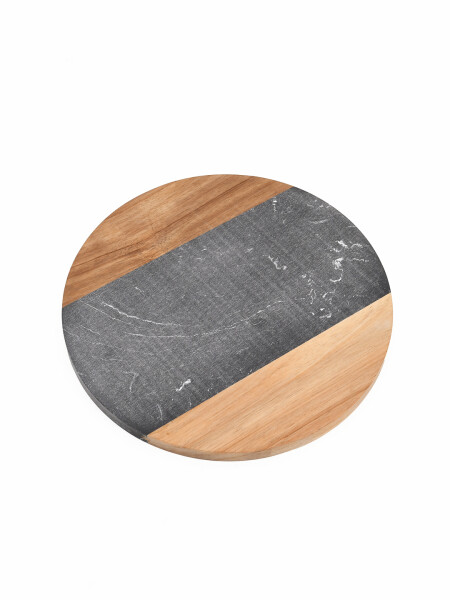 TABLA REDONDA MADERA Y RESINA NEGRO