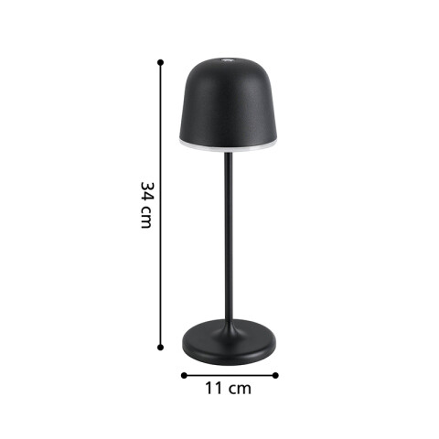 Portátil LED inalámbrica negra p/exterior cálida EG0496