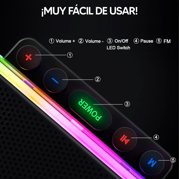 Parlante Pasivo Portátil Z6 Led Rgb PARLANTE PORTATIL LED RGB Z6 BT/FM/USB