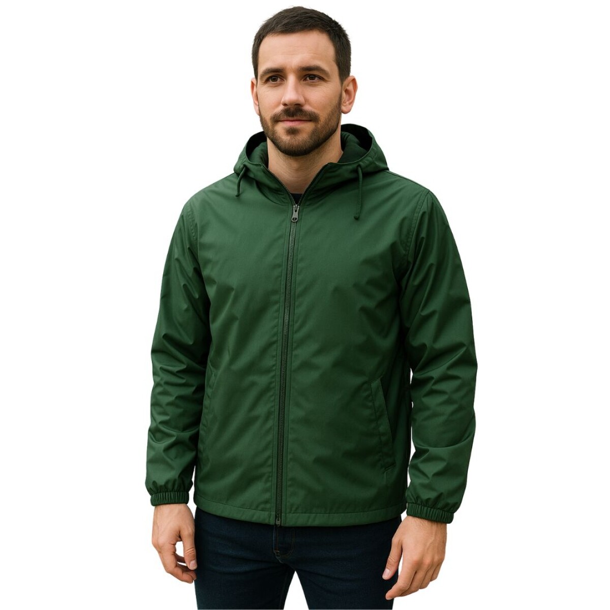 Campera impermeable forro polar - Verde bosque 