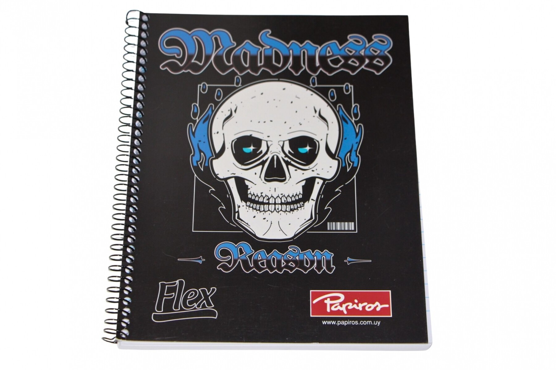 CUADERNO PAPIROS CON ESPIRAL DE 96 HOJAS - TAPA MADNESS 