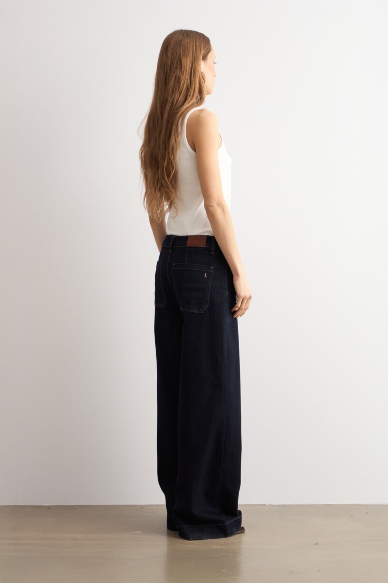 Jean flare Aria bolsillos plaqué jean oscuro
