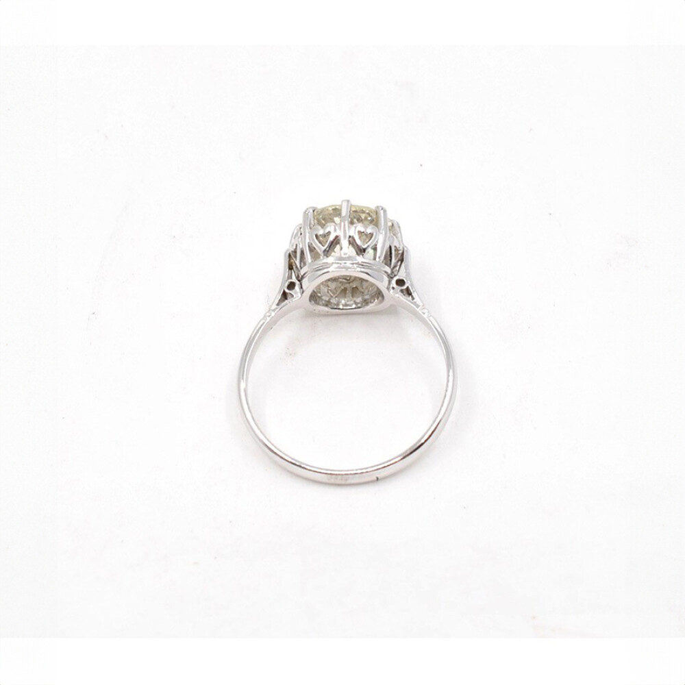 Anillo Solitario Antiguo En Platino Y Oro 18K Blanco Con Brillante 2.16 Ct Anillo Solitario Antiguo En Platino Y Oro 18K Blanco Con Brillante 2.16 Ct
