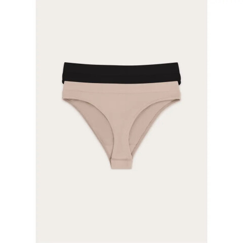 KIT COM 2 CALCINHAS FEM PRETO/BEGE