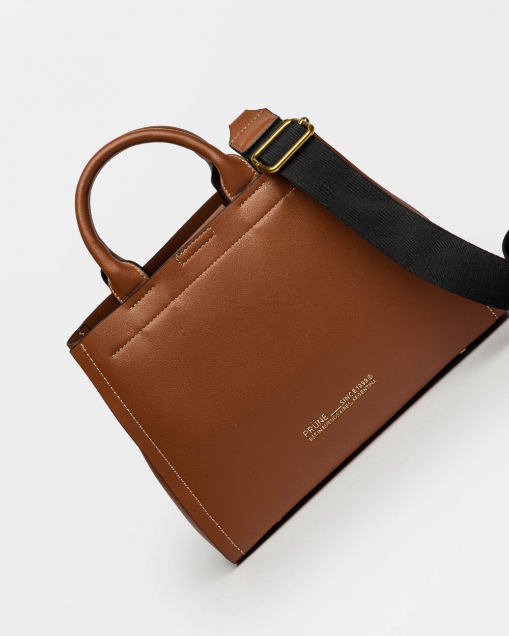 Cartera de Mano Anette Grande en Efecto Cuero Liso Cuoio