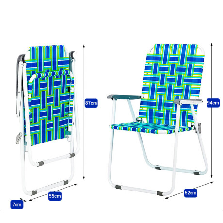 Silla Alta Metálica Plegable Playa Jardin Reforzada Azul